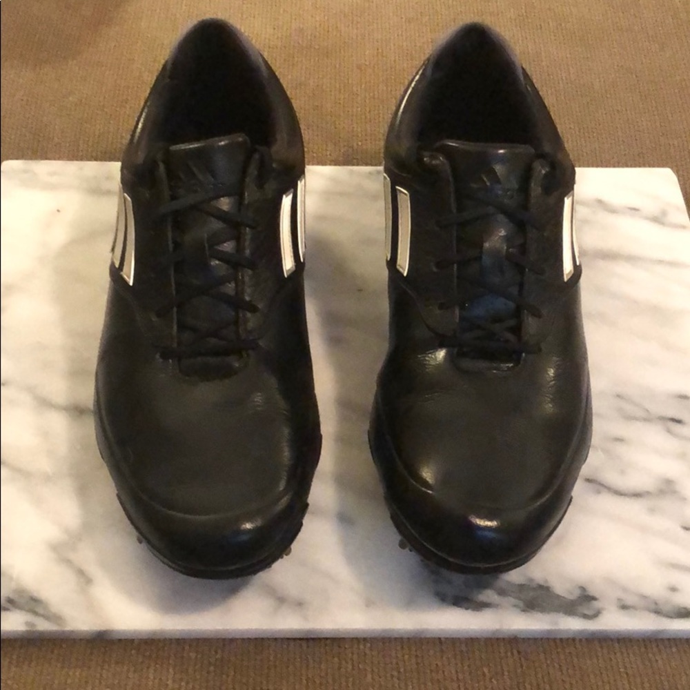 Black Adidas golf shoes, size 10.5